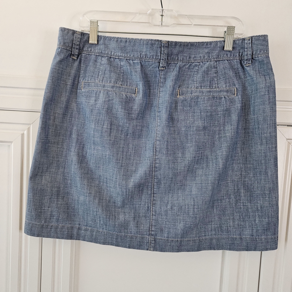 LOFT Denim Blue Mini Skirt with Button Accents - Picture 3 of 11
